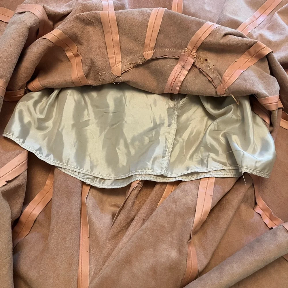 Vintage leather 3/4 circle skirt full peach 80s COMINT Made in Argentina - Picture 9 of 9